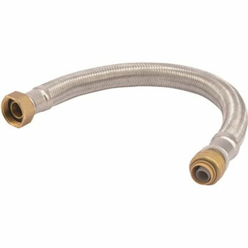 SharkBite 1/2 in. Push to Connect x 3/4 in. FIP x 15 in. Length Stainless Steel Braided Water Heater Connector SharkBite 1/2 in. Push to Connect x 3/4 in. FIP x 15 in. Length Stainless Steel Braided Water Heater Connector