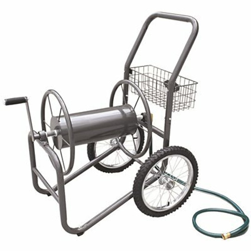 LIBERTY GARDEN 300 ft. Gray Steel 2 Wheel Hose Cart Garden Hose Reel