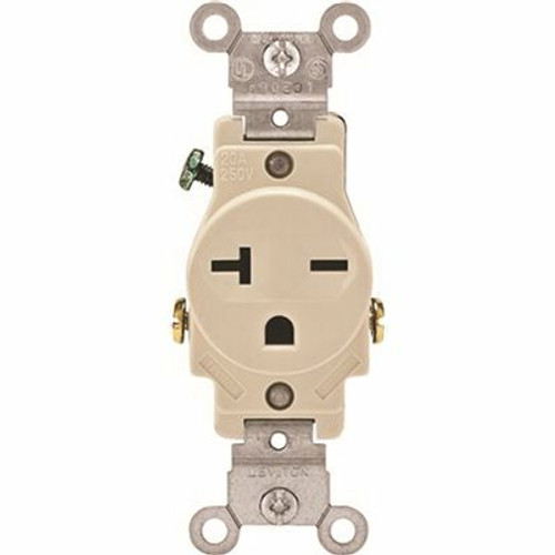 Leviton 20 Amp 250-Volt NEMA 6-20R 2-Pole Commercial Grade Single Straight Blade Receptacle, Light Almond Leviton 20 Amp 250-Volt NEMA 6-20R 2-Pole Commercial Grade Single Straight Blade Receptacle, Light Almond