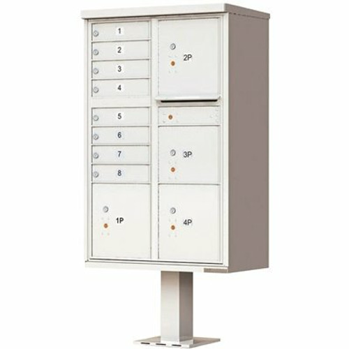 Florence USPS Delivery Pedestal Mounted vital Cluster Box Unit with 8 Mailboxes, 4 Parcel Lockers in Postal Grey