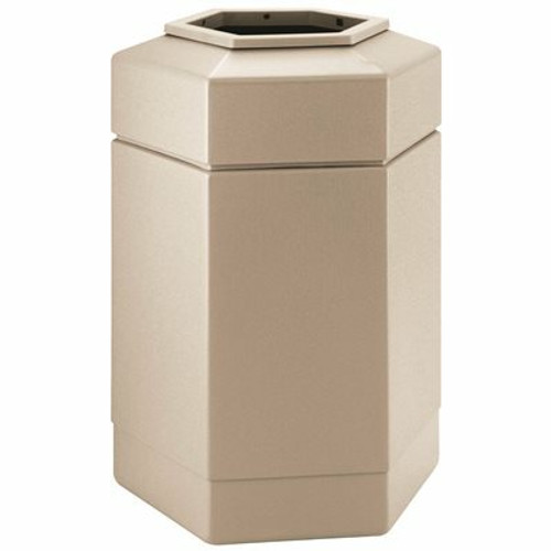 PolyTec 30 Gal. Beige Hex Trash Can with Open Top Lid PolyTec 30 Gal. Beige Hex Trash Can with Open Top Lid