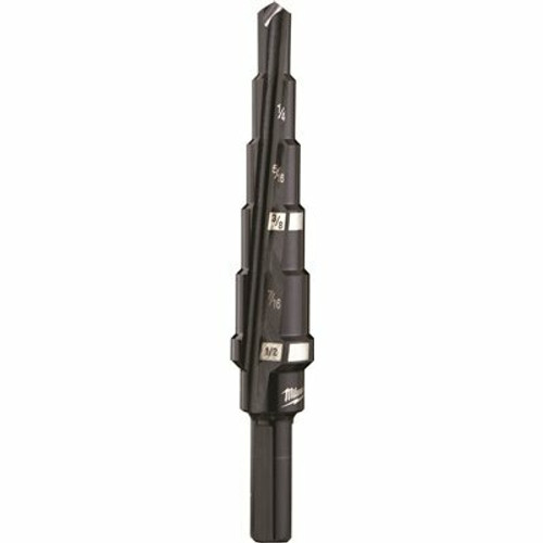 Milwaukee 3/16 in. - 1/2 in. x 1/16 in. #2 Step Black Oxide Drill Bit Milwaukee 3/16 in. - 1/2 in. x 1/16 in. #2 Step Black Oxide Drill Bit