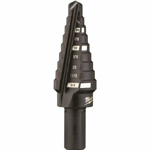 Milwaukee 1/4 in. - 3/4 in. x 1/16 in. #3 Step Black Oxide Drill Bit Milwaukee 1/4 in. - 3/4 in. x 1/16 in. #3 Step Black Oxide Drill Bit