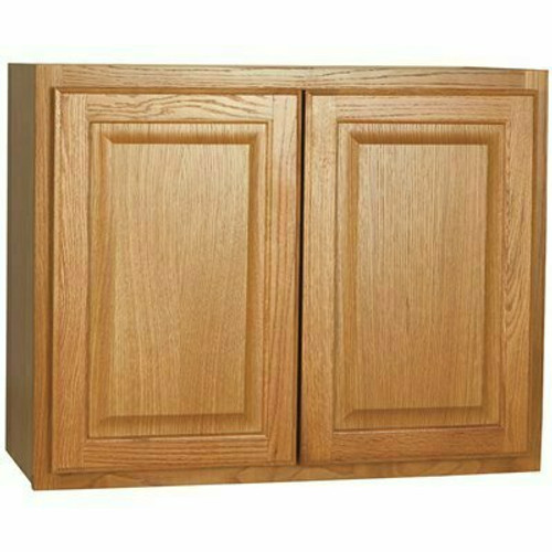 Hampton Bay Hampton 30 in. W x 12 in. D x 24 in. H Assembled Wall Bridge Kitchen Cabinet in Medium Oak with Shelf