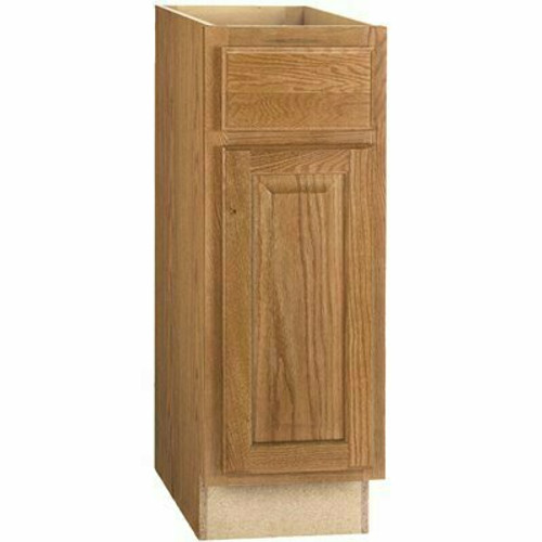 Hampton 12 in. W x 24 in. D x 34.5 in. H Assembled Base Kitchen Cabinet in Medium Oak with Ball-Bearing Drawer Glides