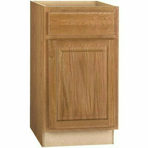 Hampton Bay Hampton 18 in. W x 24 in. D x 34.5 in. H Assembled Base Kitchen Cabinet in Medium Oak with Drawer Glides
