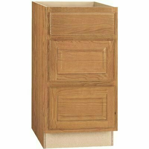 Hampton Bay Hampton 24 in. W x 24 in. D x 34.5 in. H Assembled Drawer Base Kitchen Cabinet in Medium Oak with Drawer Glides