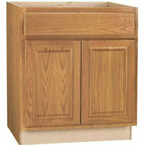 Hampton Bay Hampton 30 in. W x 24 in. D x 34.5 in. H Assembled Sink Base Kitchen Cabinet in Medium Oak Hampton Bay Hampton 30 in. W x 24 in. D x 34.5 in. H Assembled Sink Base Kitchen Cabinet in Medium Oak