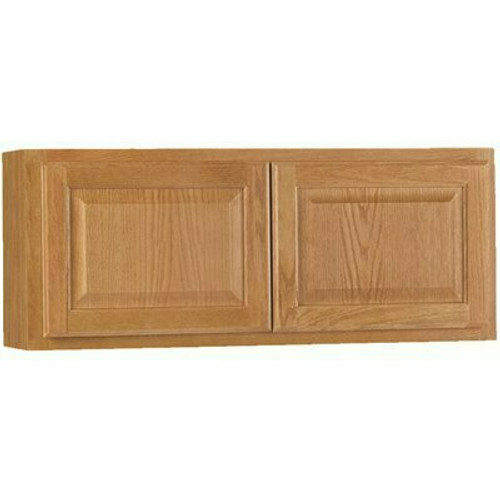 Hampton Bay Hampton 36 in. W x 12 in. D x 15 in. H Assembled Wall Bridge Kitchen Cabinet in Medium Oak without Shelf
