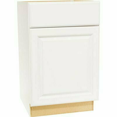 Hampton Bay Hampton 21 in. W x 24 in. D x 34.5 in. H Assembled Base Kitchen Cabinet in Satin White with Ball-Bearing Glides