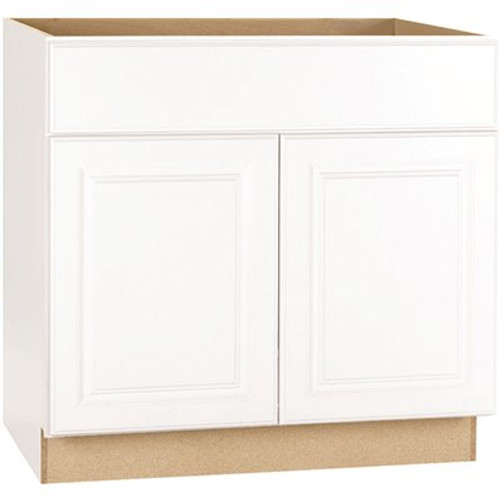 Hampton Bay Hampton 36 in. W x 24 in. D x 34.5 in. H Assembled Sink Base Kitchen Cabinet in Satin White Hampton Bay Hampton 36 in. W x 24 in. D x 34.5 in. H Assembled Sink Base Kitchen Cabinet in Satin White