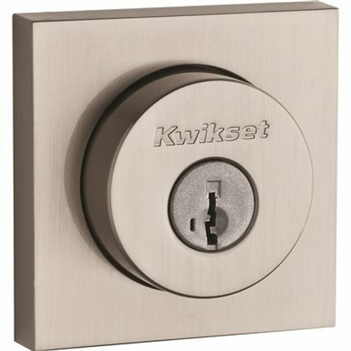 Kwikset 158 Square Contemporary Satin Nickel Single Cylinder Deadbolt Featuring SmartKey Security Kwikset 158 Square Contemporary Satin Nickel Single Cylinder Deadbolt Featuring SmartKey Security