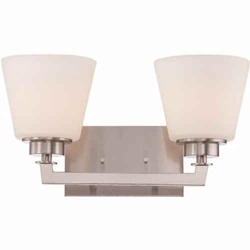 Glomar Nora 2-Light Brushed Nickel Bath Light