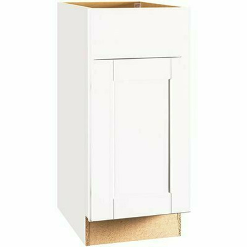 Shaker 15 in. W x 24 in. D x 34.5 in. H Assembled Base Kitchen Cabinet in Satin White with Ball-Bearing Drawer Glides Shaker 15 in. W x 24 in. D x 34.5 in. H Assembled Base Kitchen Cabinet in Satin White with Ball-Bearing Drawer Glides