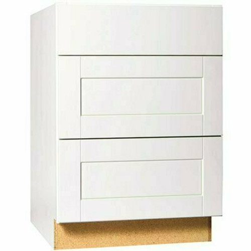 Shaker 24 in. W x 24 in. D x 34.5 in. H Assembled Drawer Base Kitchen Cabinet in Satin White with Ball-Bearing Glides Shaker 24 in. W x 24 in. D x 34.5 in. H Assembled Drawer Base Kitchen Cabinet in Satin White with Ball-Bearing Glides