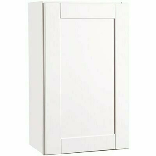 Hampton Bay Shaker 18 in. W x 12 in. D x 30 in. H Assembled Wall Kitchen Cabinet in Satin White