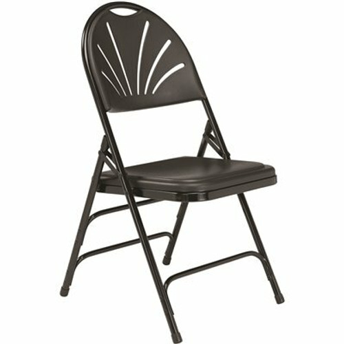National Public Seating Black Plastic Fan Back Stackable Outdoor Safe Folding Chair (Set of 4) National Public Seating Black Plastic Fan Back Stackable Outdoor Safe Folding Chair (Set of 4)
