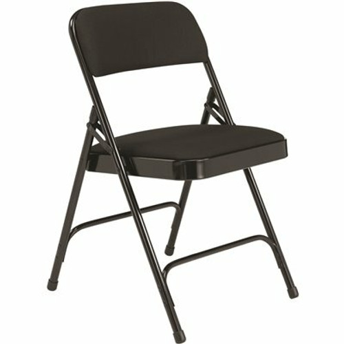 National Public Seating Midnight Black Fabric Padded Seat Stackable Folding Chair (Set of 4) National Public Seating Midnight Black Fabric Padded Seat Stackable Folding Chair (Set of 4)