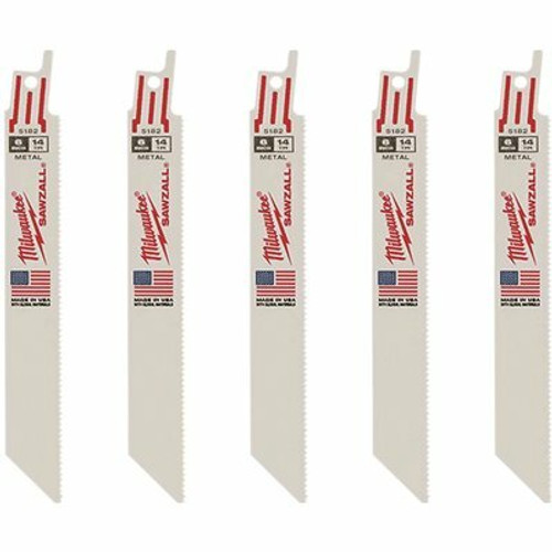 Milwaukee 6 in. 14 TPI Medium Metal Cutting SAWZALL Reciprocating Saw Blades (5-Pack)
