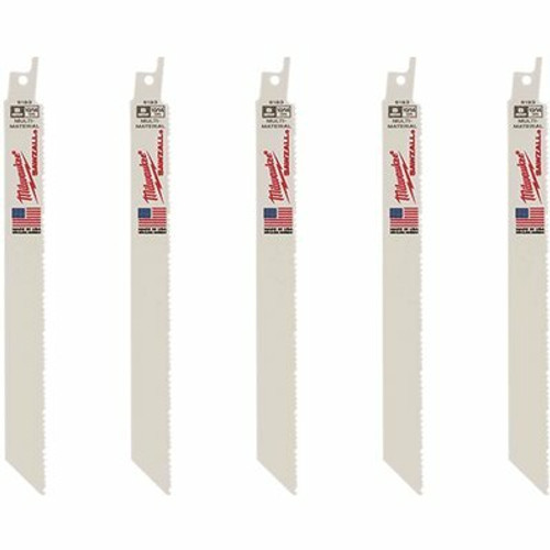 Milwaukee 8 in 10/14 TPI Mutli-Material Cutting SAWZALL Reciprocating Saw Blades (5-Pack)