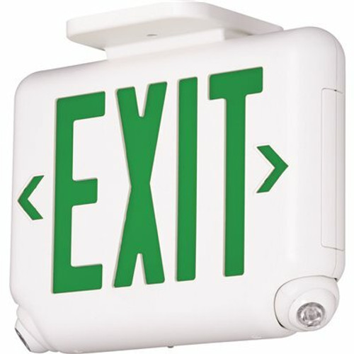 Dual-Lite EVC Series 2.4-Watt White/Green Integrated LED Combination Exit-Emergency Sign with Self-Diagnostics