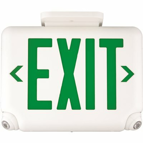 Dual-Lite 2.4-Watt Equivalent Integrated LED White with Red Letters Combination Emergency/Exit Sign with Remote Capacity
