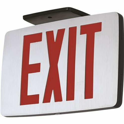 2-Watt Equivalent 120 or 277-Volt Integrated LED Brushed Aluminum with Black Edge Exit Sign and Battery Back-Up 2493364