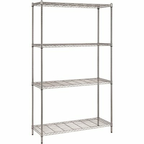 Quantum Storage Systems Convenient 1-Box Wire Shelving Unit, 4-Shelf, 24 in. W x 36 in. L x 72 in. H, Chrome