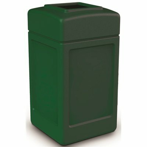 PolyTec 42 Gal. Forest Green Square Trash Can with Open Top Lid
