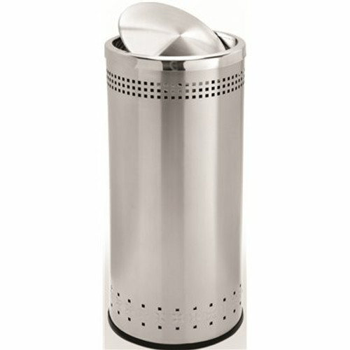 Precision 15 Gal. Stainless Steel Round Imprinted Trash Can with Swivel Lid Precision 15 Gal. Stainless Steel Round Imprinted Trash Can with Swivel Lid