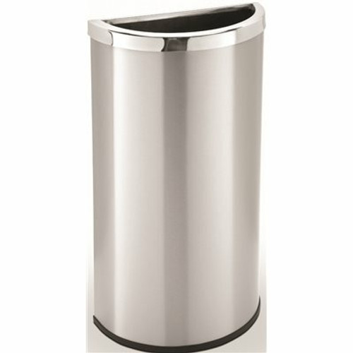 Precision 8 Gal. Stainless Steel Half-Moon Trash Can with Open Lid Precision 8 Gal. Stainless Steel Half-Moon Trash Can with Open Lid