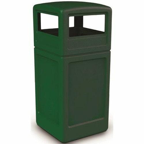 PolyTec 42 Gal. Forest Green Square Trash Can with Dome Lid