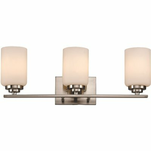 Bel Air Lighting Mod Pod 22 in. 3-Light Brushed Nickel Bathroom Vanity Light Fixture with Frosted Glass Cylinder Shades