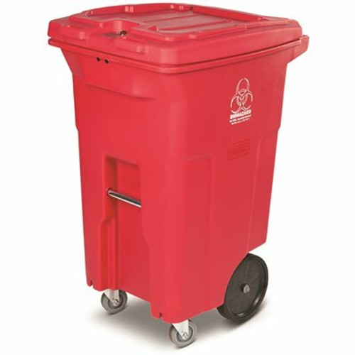 Toter 64 Gal. Red Hazardous Waste Trash Can with Wheels and Lid Lock (2 Caster Wheels 2 Stationary Wheels) Toter 64 Gal. Red Hazardous Waste Trash Can with Wheels and Lid Lock (2 Caster Wheels 2 Stationary Wheels)