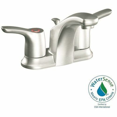 CLEVELAND FAUCET GROUP Baystone 4 in. Centerset 2-Handle Bathroom Faucet with Waste Assembly in Brushed Nickel CLEVELAND FAUCET GROUP Baystone 4 in. Centerset 2-Handle Bathroom Faucet with Waste Assembly in Brushed Nickel