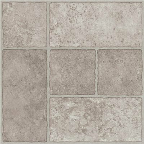 TrafficMaster Bodden Bay Grey 3 MIL x 12 in. W x 13 in. L Peel and Stick Water Resistant Vinyl Tile Flooring (30 sqft/case)