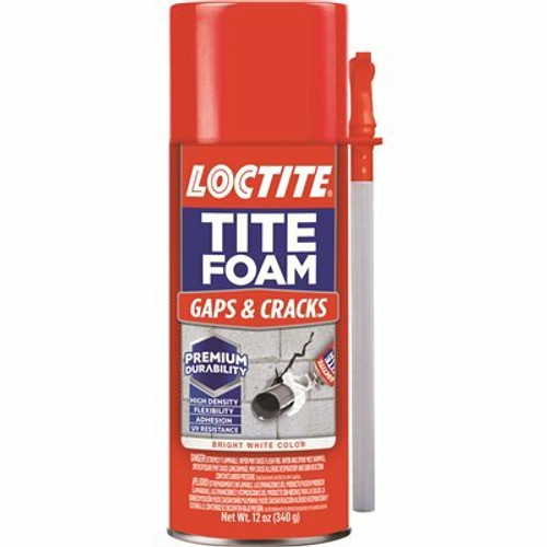 Loctite TITE FOAM Gaps and Cracks Spray Foam, Bright White, 12 oz. Can, Insulating Spray Foam Sealant