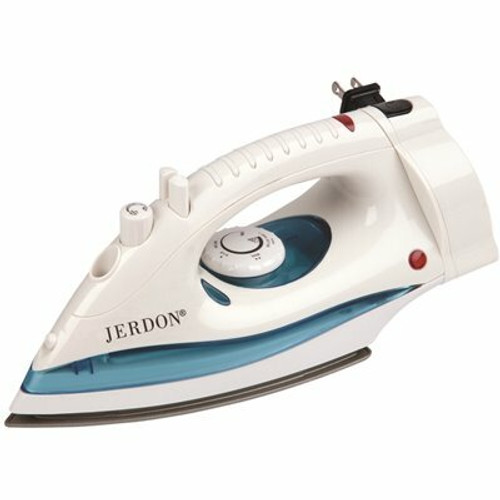 Jerdon Midsize Dual Auto Off Hotel Iron with Retractable Cord, White