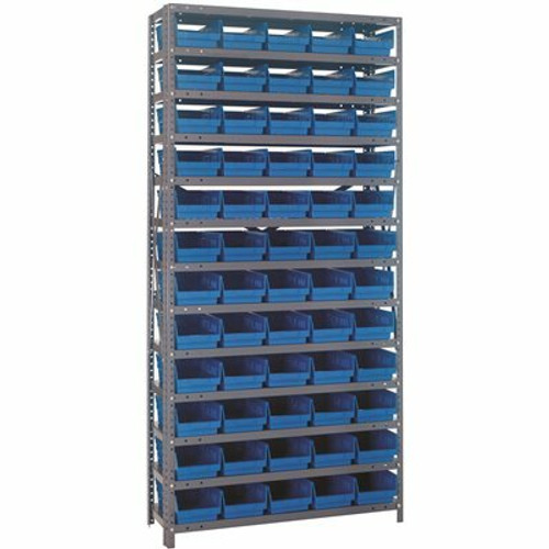 Economy 4 in. Shelf Bin 18 in. x 36 in. x 75 in. 13-Tier Shelving System Complete with QSB104 Blue Bins