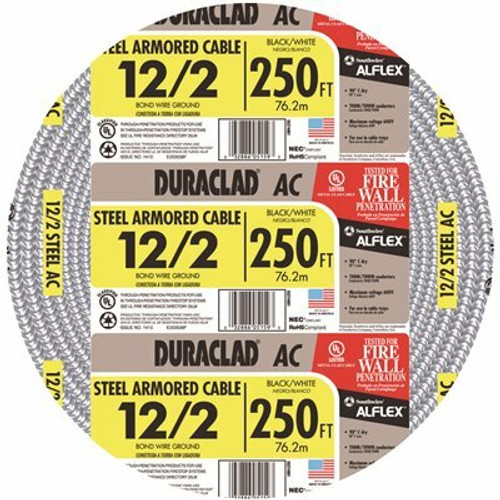 Southwire 600-Volt 250 ft. 12/2 Duraclad Type BX/AC SA Lightweight Steel Armored Cable