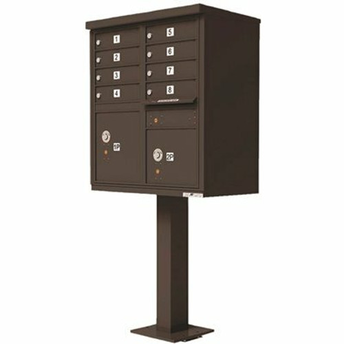 Florence USPS Delivery Pedestal Mounted vital Cluster Box Unit with 8 Mailboxes, 2 Parcel Lockers in Dark Bronze