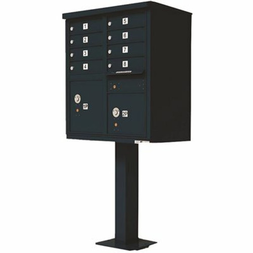 Florence USPS Delivery Pedestal Mounted vital Cluster Box Unit with 8 Mailboxes, 2 Parcel Lockers in Black