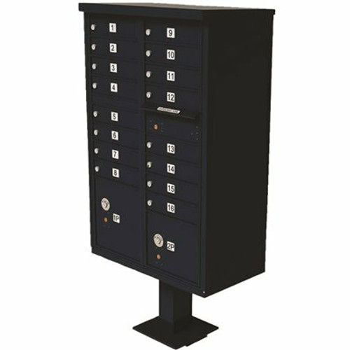 Florence USPS Delivery Pedestal Mounted vital Cluster Box Unit with 16 Mailboxes, 2 Parcel Lockers in Black