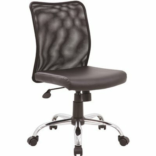 BOSS Office Products Black Mesh Back Black Vinyl Seat Armless Chrome Base Pneumatic Lift Mesh Task Chair BOSS Office Products Black Mesh Back Black Vinyl Seat Armless Chrome Base Pneumatic Lift Mesh Task Chair
