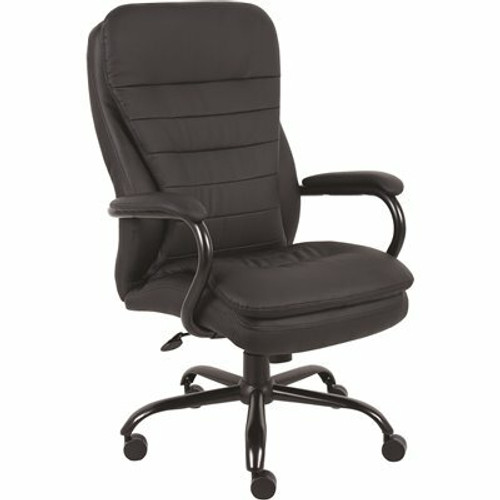 BOSS Office Products Black Caresoft Vinyl Big and Tall Desk Chair Heavy Duty Black Steel Constuction, 400 LB Capacity BOSS Office Products Black Caresoft Vinyl Big and Tall Desk Chair Heavy Duty Black Steel Constuction, 400 LB Capacity
