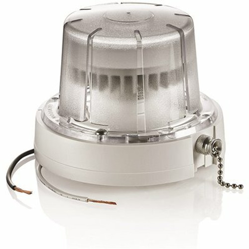 Leviton White LED Ceiling Lamp Holder with Pull Chain 10-Watt Bulb and Bulb Guard