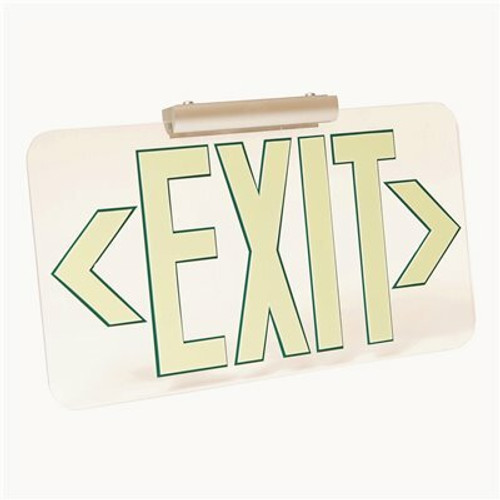 Clear Lucite 50' Visibility 5 fc Rated Energy-Free Photoluminescent UL924 Emergency Exit Sign LED Compliant - GR Outline