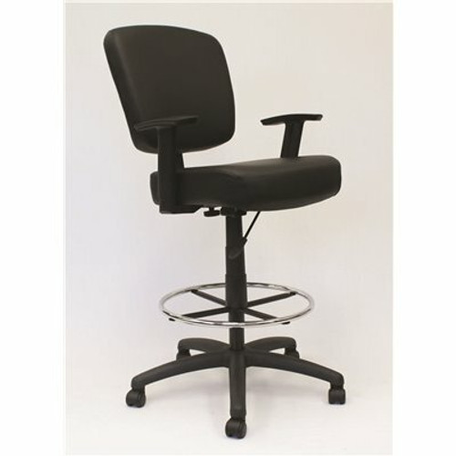 BOSS Office Products Black Modern Style Drafting Chair with Adj Arms BOSS Office Products Black Modern Style Drafting Chair with Adj Arms