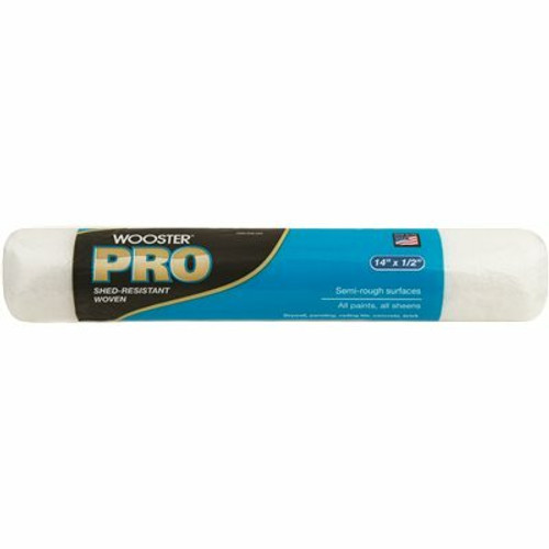 Wooster 14 in. x 1/2 in. High-Density Fabric Pro White Woven Roller Cover Applicator/Tool Wooster 14 in. x 1/2 in. High-Density Fabric Pro White Woven Roller Cover Applicator/Tool