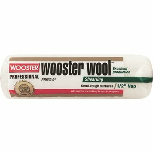 Wooster 9 in. x 1/2 in. High Density Pro Wool Roller Cover Wooster 9 in. x 1/2 in. High Density Pro Wool Roller Cover